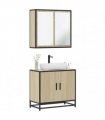 vidaXL 2 Piece Bathroom Furniture Set Sonoma Oak Engineered Wood