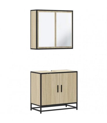 vidaXL 2 Piece Bathroom Furniture Set Sonoma Oak Engineered Wood