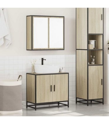 vidaXL 2 Piece Bathroom Furniture Set Sonoma Oak Engineered Wood