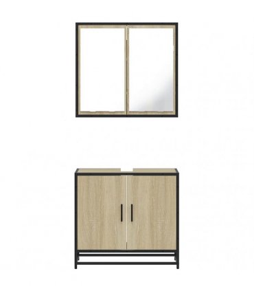 vidaXL 2 Piece Bathroom Furniture Set Sonoma Oak Engineered Wood