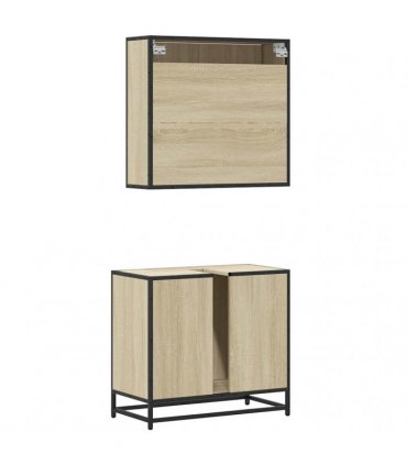 vidaXL 2 Piece Bathroom Furniture Set Sonoma Oak Engineered Wood