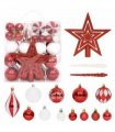 vidaXL 64 Piece Christmas Bauble Set Red and White