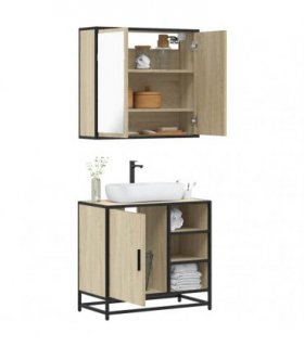vidaXL 2 Piece Bathroom Furniture Set Sonoma Oak Engineered Wood