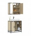vidaXL 2 Piece Bathroom Furniture Set Sonoma Oak Engineered Wood