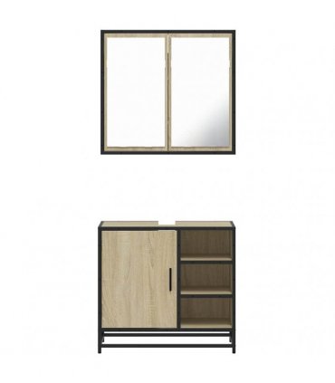 vidaXL 2 Piece Bathroom Furniture Set Sonoma Oak Engineered Wood