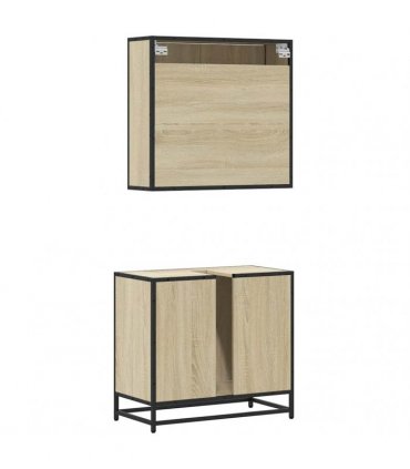 vidaXL 2 Piece Bathroom Furniture Set Sonoma Oak Engineered Wood
