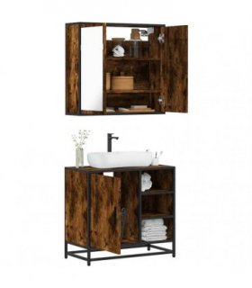 vidaXL 2 Piece Bathroom Furniture Set Smoked Oak Engineered Wood