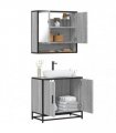 vidaXL 2 Piece Bathroom Furniture Set Grey Sonoma Engineered Wood