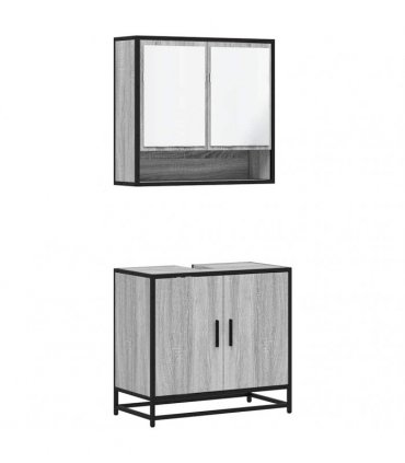 vidaXL 2 Piece Bathroom Furniture Set Grey Sonoma Engineered Wood