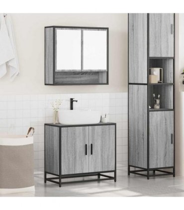 vidaXL 2 Piece Bathroom Furniture Set Grey Sonoma Engineered Wood