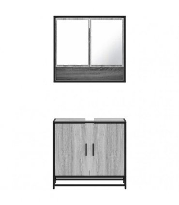 vidaXL 2 Piece Bathroom Furniture Set Grey Sonoma Engineered Wood