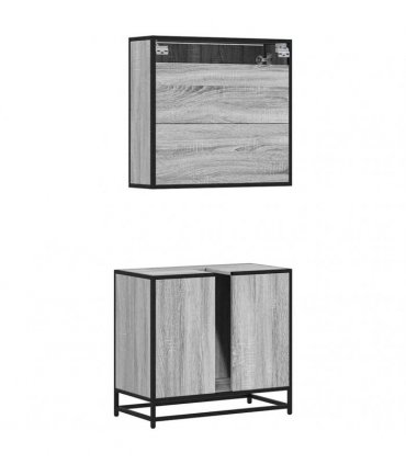 vidaXL 2 Piece Bathroom Furniture Set Grey Sonoma Engineered Wood