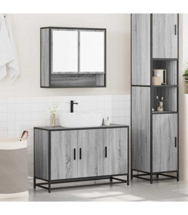 vidaXL 2 Piece Bathroom Furniture Set Grey Sonoma Engineered Wood