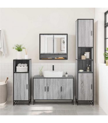 vidaXL 2 Piece Bathroom Furniture Set Grey Sonoma Engineered Wood