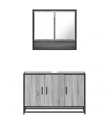 vidaXL 2 Piece Bathroom Furniture Set Grey Sonoma Engineered Wood