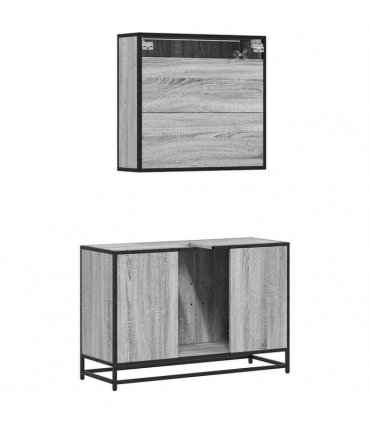 vidaXL 2 Piece Bathroom Furniture Set Grey Sonoma Engineered Wood