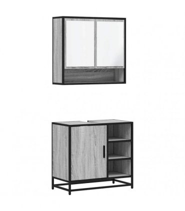 vidaXL 2 Piece Bathroom Furniture Set Grey Sonoma Engineered Wood