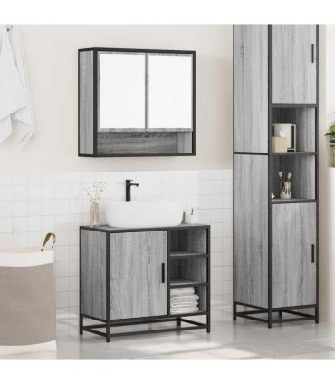 vidaXL 2 Piece Bathroom Furniture Set Grey Sonoma Engineered Wood