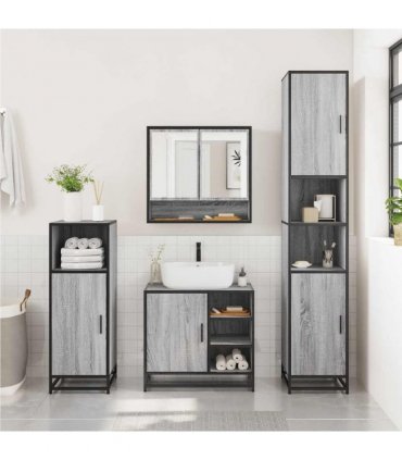 vidaXL 2 Piece Bathroom Furniture Set Grey Sonoma Engineered Wood