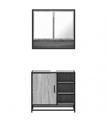 vidaXL 2 Piece Bathroom Furniture Set Grey Sonoma Engineered Wood