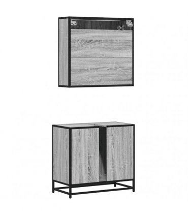 vidaXL 2 Piece Bathroom Furniture Set Grey Sonoma Engineered Wood