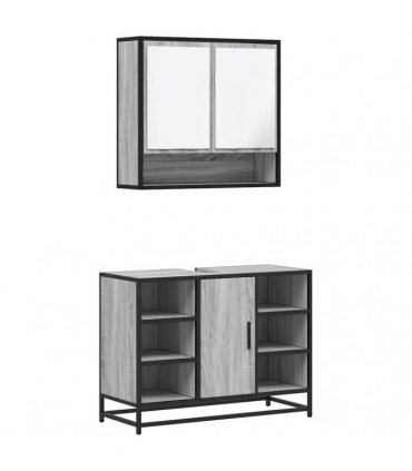 vidaXL 2 Piece Bathroom Furniture Set Grey Sonoma Engineered Wood