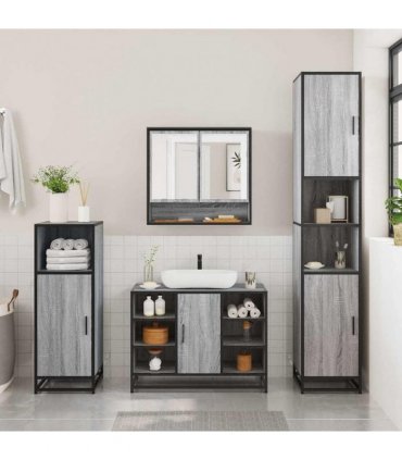 vidaXL 2 Piece Bathroom Furniture Set Grey Sonoma Engineered Wood