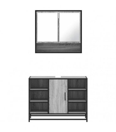 vidaXL 2 Piece Bathroom Furniture Set Grey Sonoma Engineered Wood