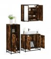 vidaXL 3 Piece Bathroom Furniture Set Smoked Oak Engineered Wood