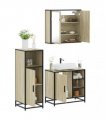 vidaXL 3 Piece Bathroom Furniture Set Sonoma Oak Engineered Wood