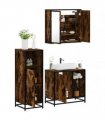 vidaXL 3 Piece Bathroom Furniture Set Smoked Oak Engineered Wood