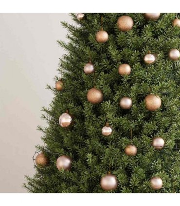 vidaXL 60 Piece Christmas Ball Set with Peak and 150 LEDs Rose Gold