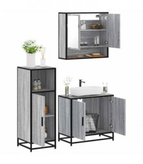 vidaXL 3 Piece Bathroom Furniture Set Grey Sonoma Engineered Wood
