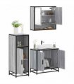 vidaXL 3 Piece Bathroom Furniture Set Grey Sonoma Engineered Wood