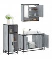 vidaXL 3 Piece Bathroom Furniture Set Grey Sonoma Engineered Wood