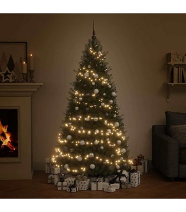 vidaXL 60 Piece Christmas Ball Set with Peak and 150 LEDs White&Grey