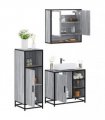 vidaXL 3 Piece Bathroom Furniture Set Grey Sonoma Engineered Wood