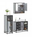 vidaXL 3 Piece Bathroom Furniture Set Grey Sonoma Engineered Wood