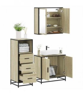 vidaXL 3 Piece Bathroom Furniture Set Sonoma Oak Engineered Wood