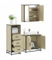vidaXL 3 Piece Bathroom Furniture Set Sonoma Oak Engineered Wood