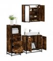 vidaXL 3 Piece Bathroom Furniture Set Smoked Oak Engineered Wood