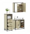 vidaXL 3 Piece Bathroom Furniture Set Sonoma Oak Engineered Wood