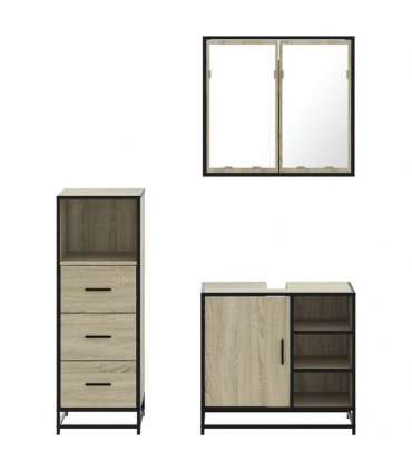 vidaXL 3 Piece Bathroom Furniture Set Sonoma Oak Engineered Wood