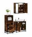 vidaXL 3 Piece Bathroom Furniture Set Smoked Oak Engineered Wood