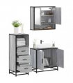 vidaXL 3 Piece Bathroom Furniture Set Grey Sonoma Engineered Wood
