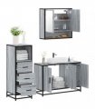 vidaXL 3 Piece Bathroom Furniture Set Grey Sonoma Engineered Wood