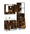vidaXL 3 Piece Bathroom Furniture Set Smoked Oak Engineered Wood