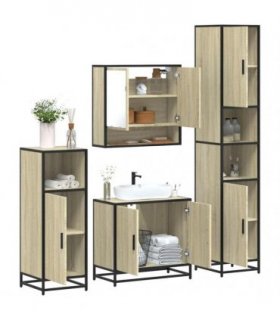 vidaXL 4 Piece Bathroom Furniture Set Sonoma Oak Engineered Wood