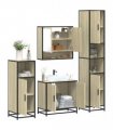 vidaXL 4 Piece Bathroom Furniture Set Sonoma Oak Engineered Wood