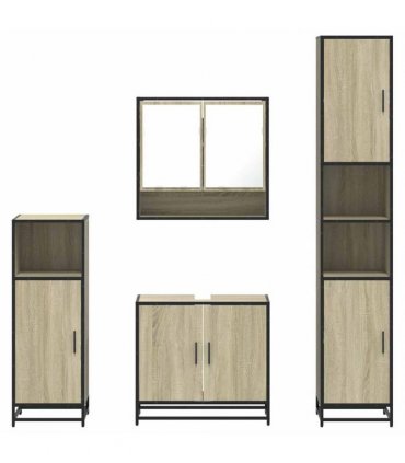 vidaXL 4 Piece Bathroom Furniture Set Sonoma Oak Engineered Wood